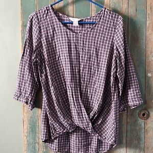 Christopher & banks women’s small 3/4 sleeve purpl/black blouse